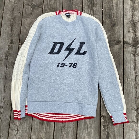 Limited Edition Diesel Half Knit Half Crew Sweater Gray - Picture 5 of 8